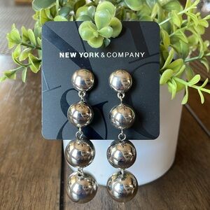 New York & Company Silver Plated Earrings, Approximately 3 Inches Long, NWT